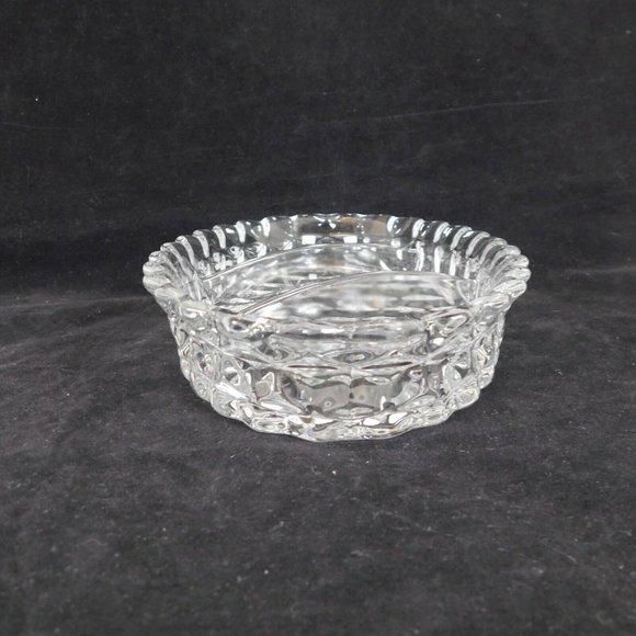 Fostoria American Clear 3-Part Dish Divided Oval Relish Candy Nut Cube Motif Vtg - Picture 3 of 8